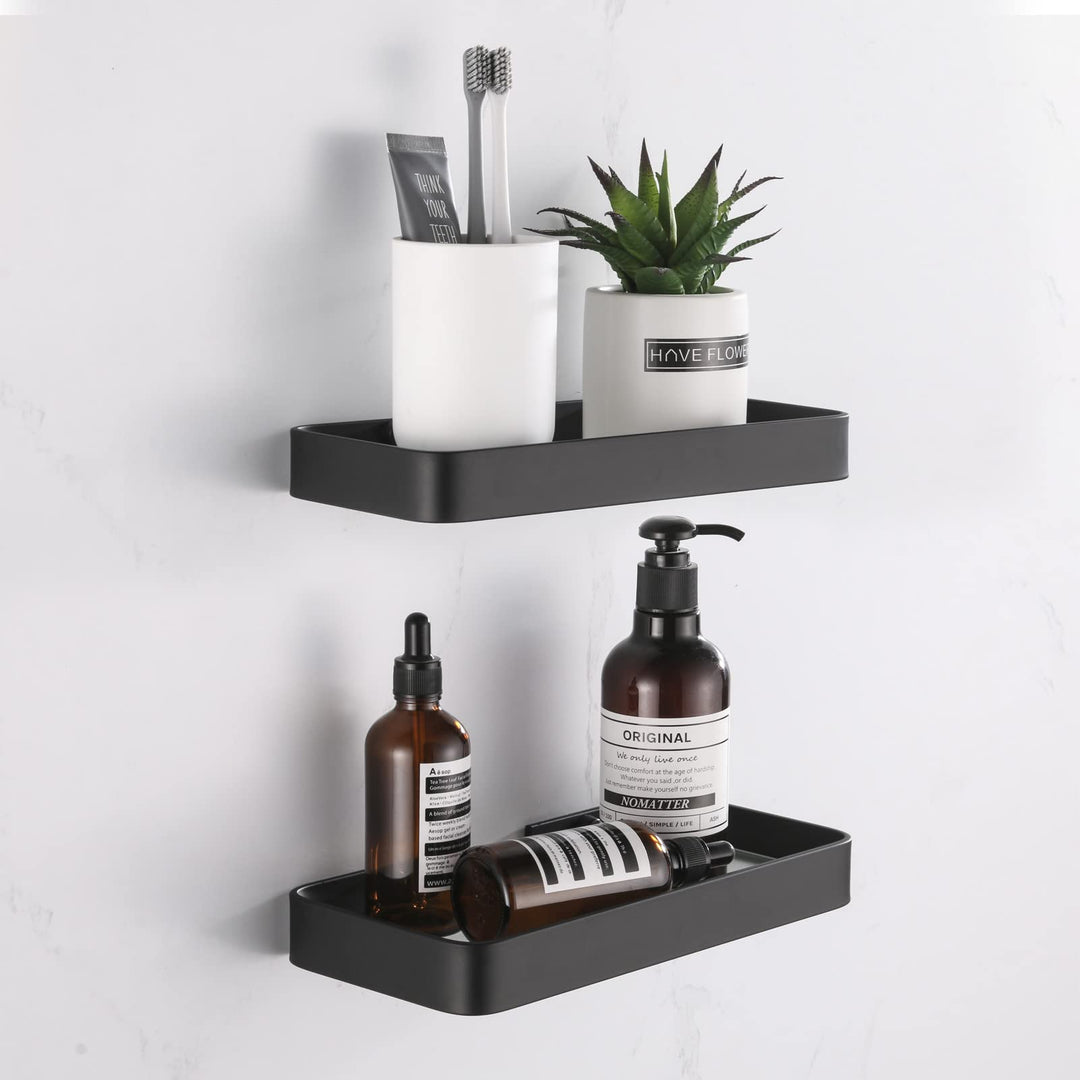 Duschablage Ohne Bohren, Aluminium Badezimmer Regal Selbstklebend Duschkorb Ablageregal mit Mattglas