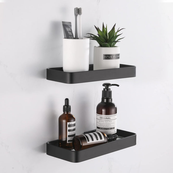 Duschablage Ohne Bohren, Aluminium Badezimmer Regal Selbstklebend Duschkorb Ablageregal mit Mattglas
