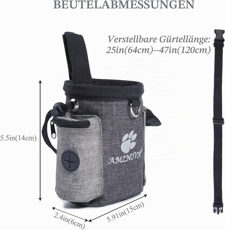 AMZNOVA Futterbeutel Hund Treatnow Leckerlitasche für Hunde, Futterbeutel Hundetraining für Training