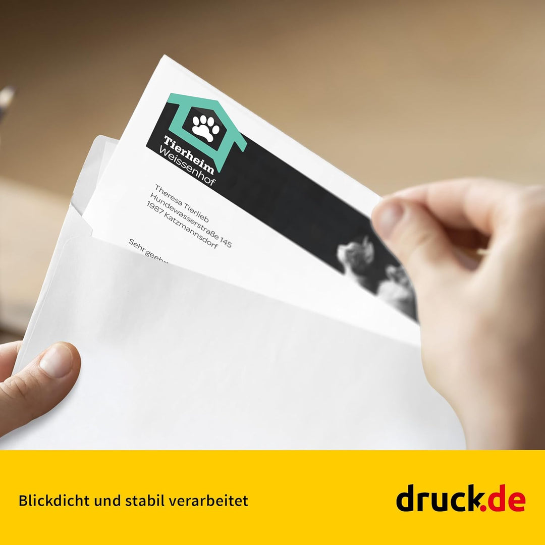 1.000 Briefumschläge - C5/6 Din lang Kuvert ohne Fenster - 110x220 mm - weisse Papierumschläge - sel