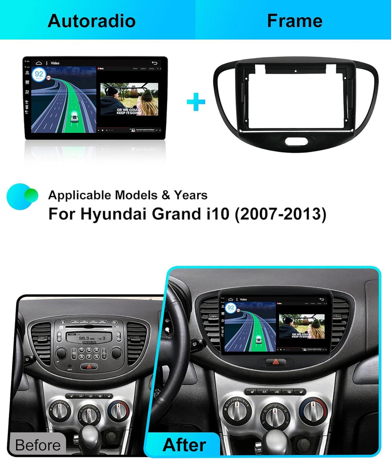 JOYX Android 12 IPS Autoradio Passt für Hyundai I10 (2007-2013) - Eingebautes Kabellos CarPlay Andro