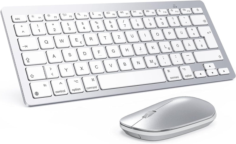 OMOTON Bluetooth Tastatur Maus Set für Mac, Kompakte kabellose Tastatur und Maus kombination kompati