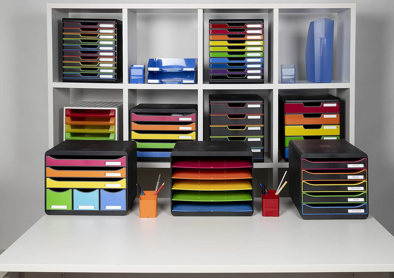 EXACOMPTA Modulo Ordnungsmodul mit 5 Schubladen, abschliessbar, Masse: 28,8 x 32 x 35 cm, Schwarz/Ha