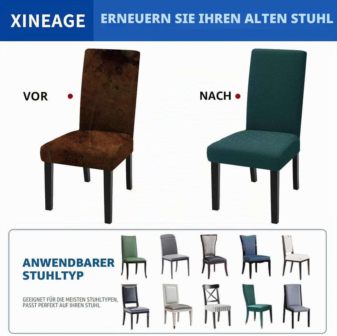 XINEAGE Stuhlhussen 4er Set, Stretch Stuhlhussen für Esszimmerstühle, Universale Stuhlhussen Waschba