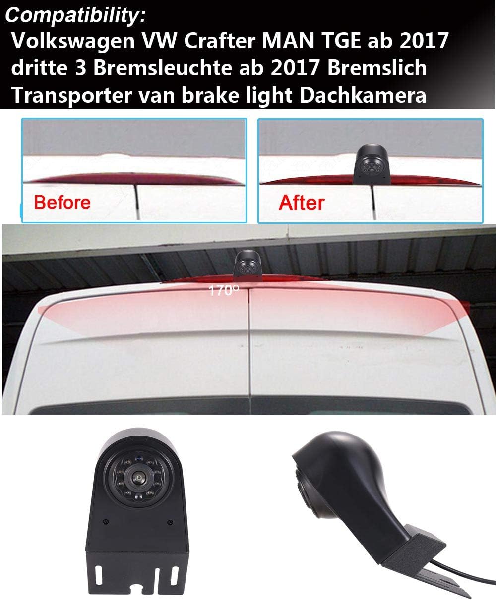 Kalakus HD Dritte Dach Bremsleuchte Rückfahrkamera Dachkamera Einparkhilfe+ 4,3 Zoll LCD Rückspiegel