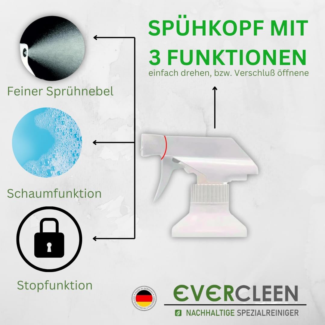 EVERCLEEN Made in Germany Screen Cleaner Pro Bildschirmreiniger 500ml + Mikrofasertuch + 2GO Sprüher