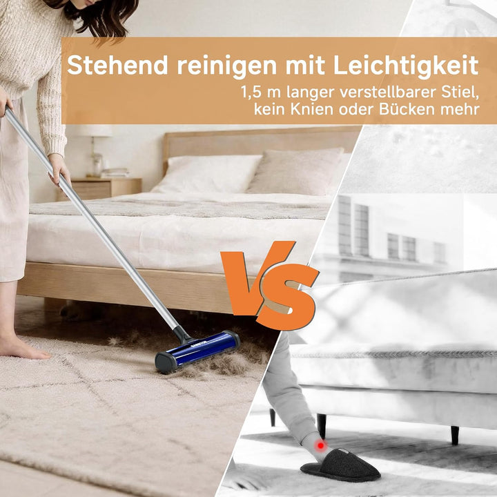 Fusselrolle Teppichbürste für Tierhaare Wiederverwendbarer 1,5 m | Tierhaarentferner Teppichkehrer F