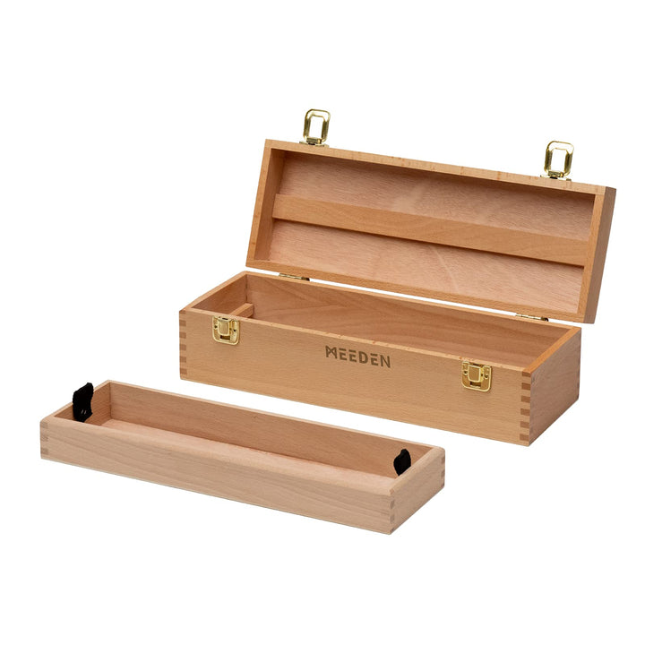 MEEDEN Medium Art Supply Storage Box - Multi-Function Solid Beech Wood Artist Tool Box with Drawer(s