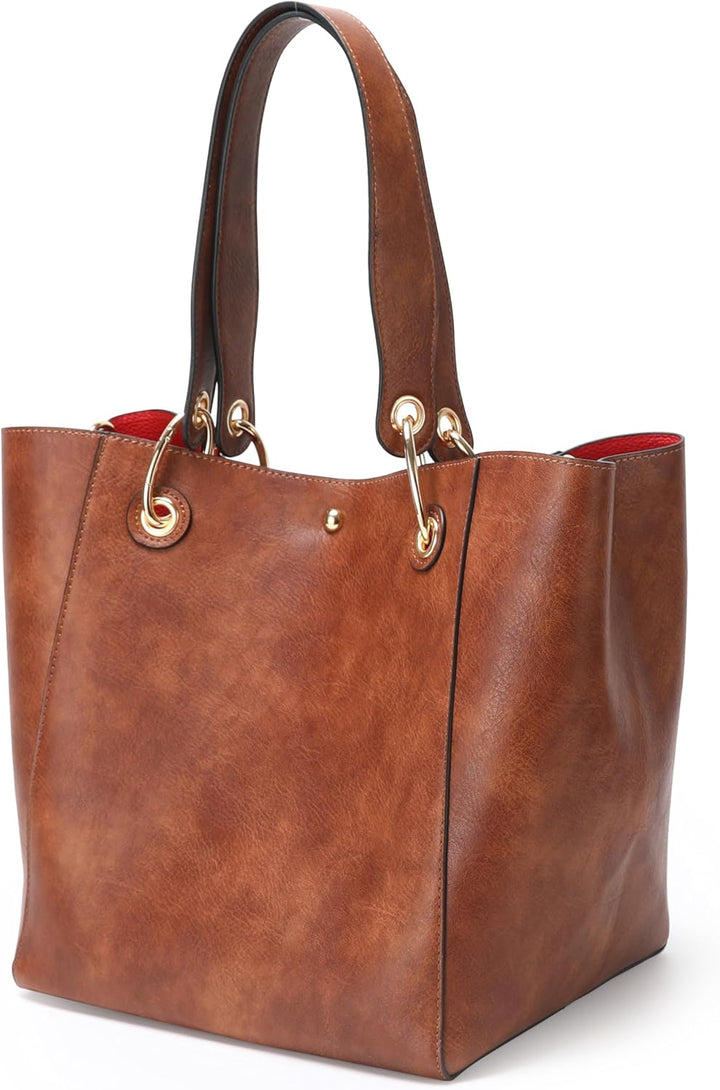 SQLP Damen Henkeltaschen Leder Gross Kapazität Shopper Tasche Student Schultasche Arbeit Handtasche