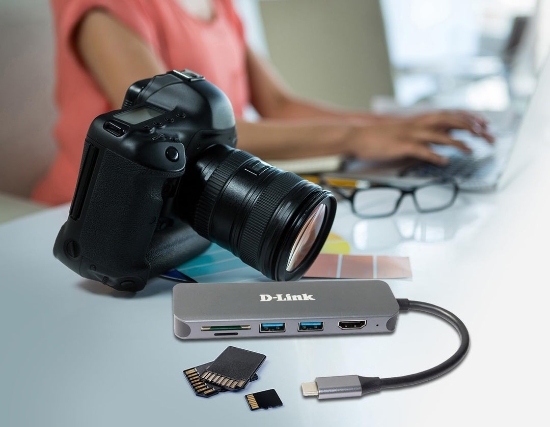 D-Link DUB-2327 6-in-1 USB-C Hub mit Power Delivery (PD 60W, 4K HDMI, 2 USB 3.0 Ports, SD/MicroSD Ca