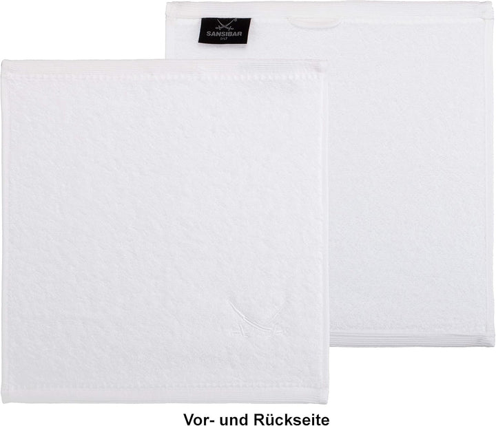 Sansibar Seiftücher 6er Set ca. 30x30 cm 100% Baumwolle mit gesticktem Säbel Logo Handtücher Gästetü