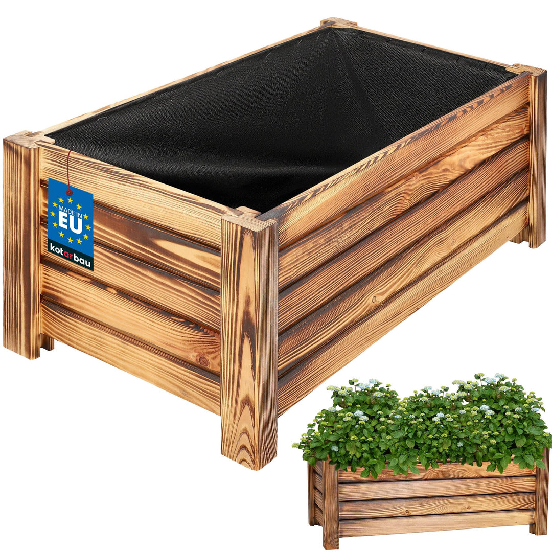 KOTARBAU® Blumenkasten - 60 x 33 x 25 cm - Pflanzkasten mit Vlies - Pflanzkübel gross aussen - Balko