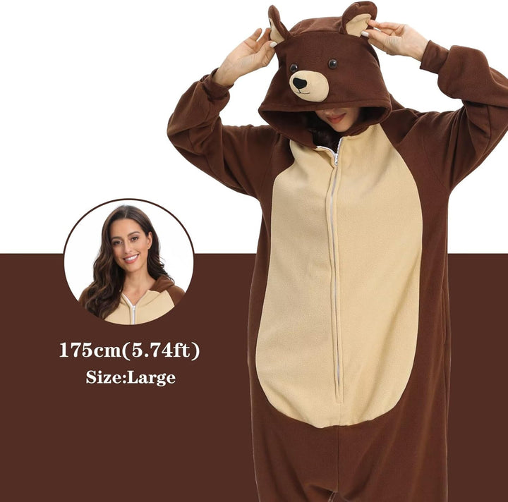 Tier Onesie Karneval Halloween Kostüm Cosplay Schlafanzüge Erwachsene S Zip Bär, S Zip Bär