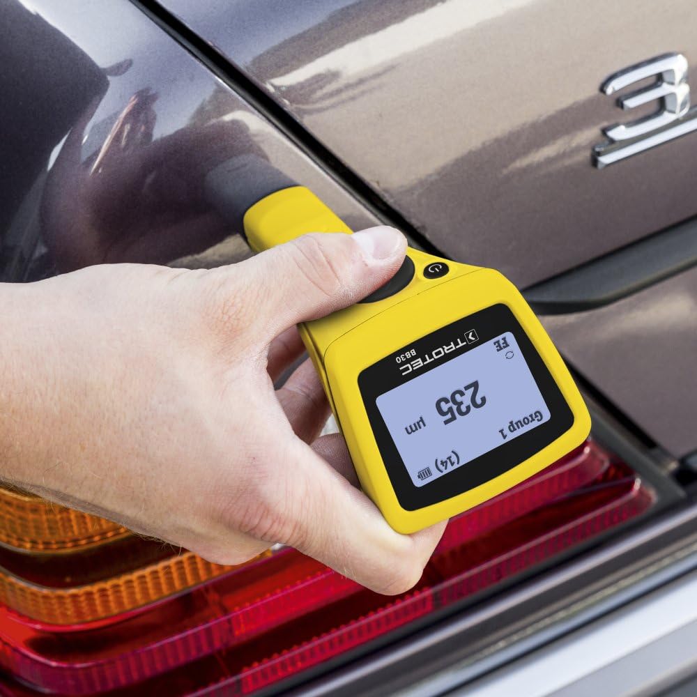 TROTEC Lackmessgerät BB30 – Lackschichten Messgerät für Auto – Messbereich 0 µm bis 2.000 µm, Speich
