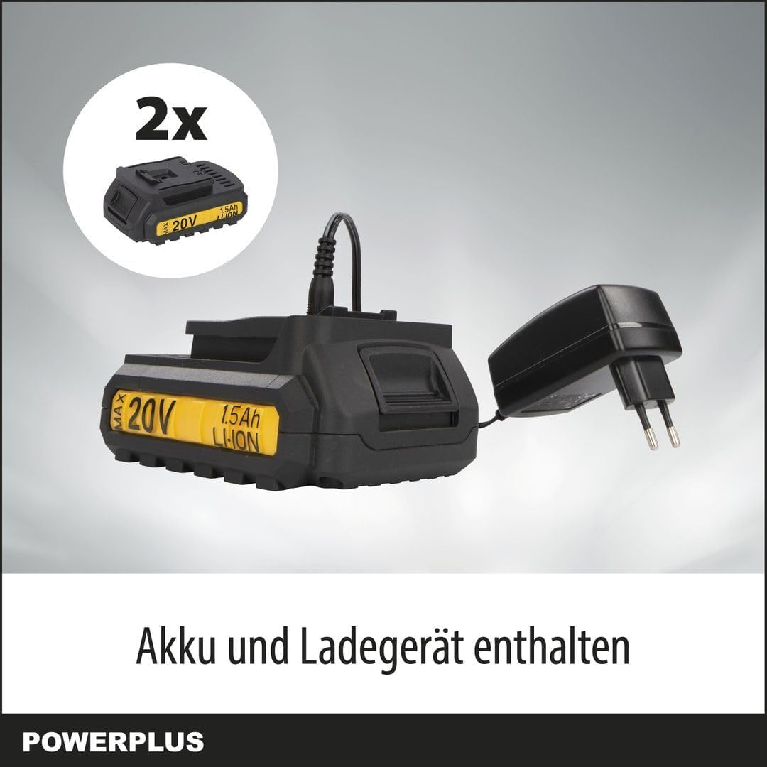 Powerplus Akku Schrauber & Bohrer POWX00435 - Akku-Schraubendreher und Akkubohrer, 20 V, inkl. 2 x 1