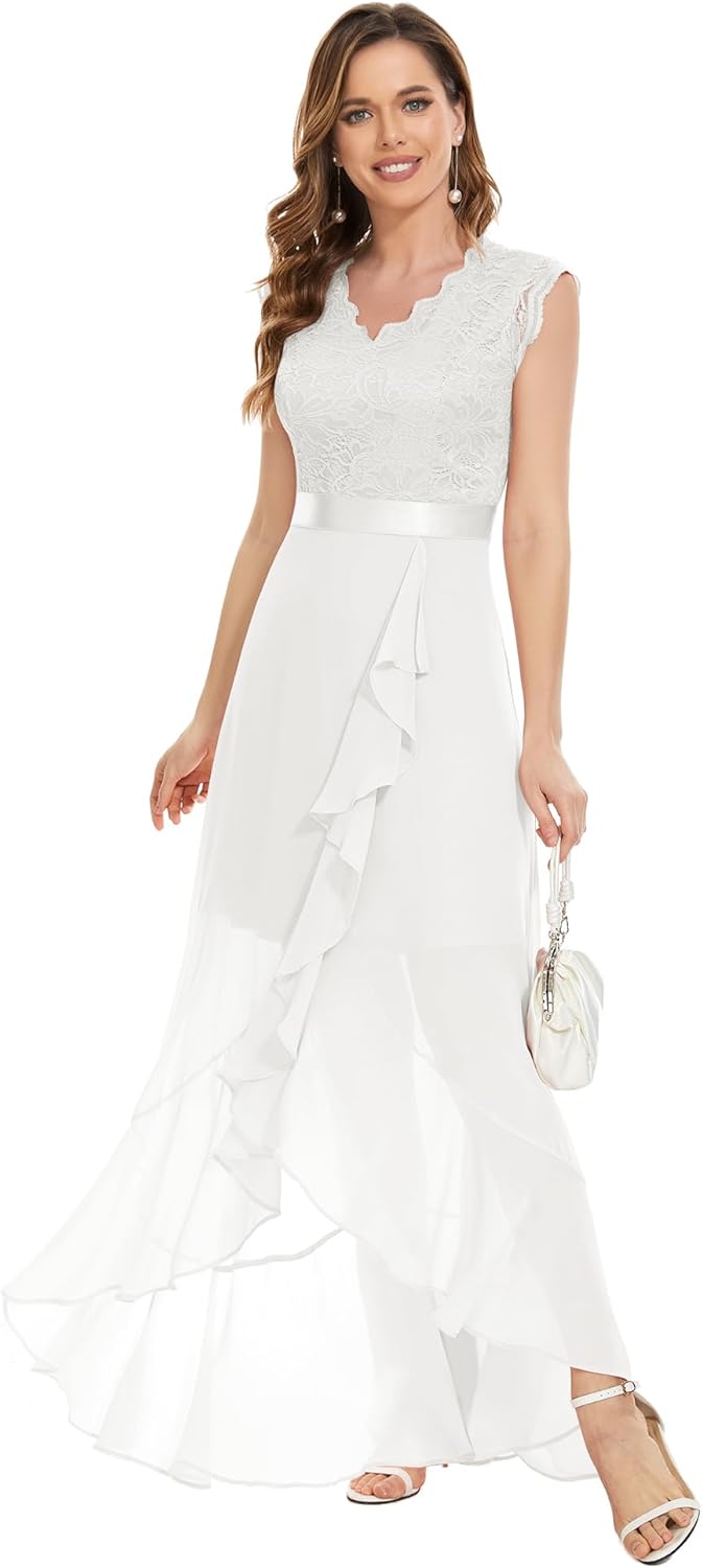 Dressystar Damen Abendkleider Elegant für Hochzeit Neckholder Maxi Brautkleid Jugendweihes Festliche