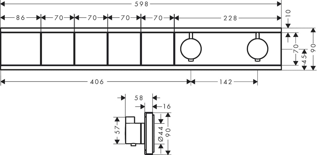 hansgrohe Unterputz Thermostat RainSelect, für 4 Funktionen, Mattschwarz Mattschwarz 4 Funktionen, M