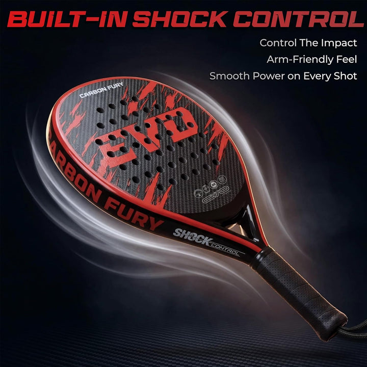EVO Fitness Padelschläger aus Kohlefaser – weicher EVA-Schaumkern für maximale Kontrolle – 350 g lei