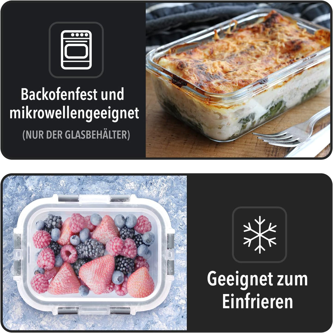Aufbewahrungsbox Glas Lebensmittel - [10er Pack] Lunchboxen für Gesunde Mahlzeiten mit Luftdichten D