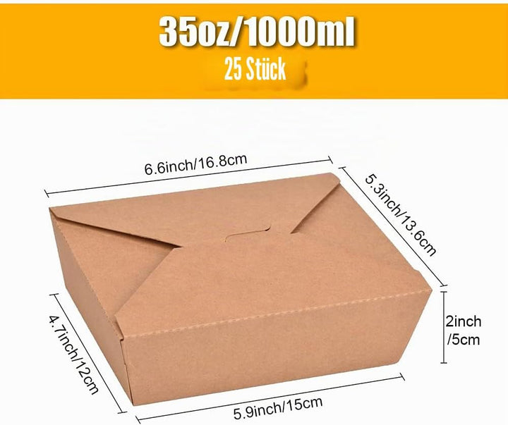 Kraftpapier Lunchbox, 25 Stücke Kraftkarton Snackboxen, Take Away Box, Öl und Wasserdicht, für Sandw