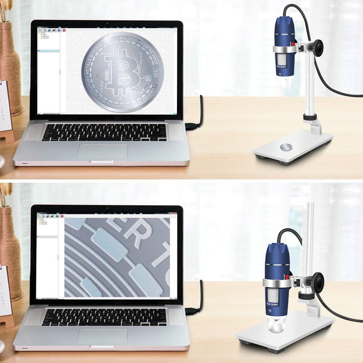 Jiusion HD 2MP USB Digitalmikroskop 40-1000X Tragbare Vergrösserungs-Endoskopkamera mit 8 LEDs Stabi