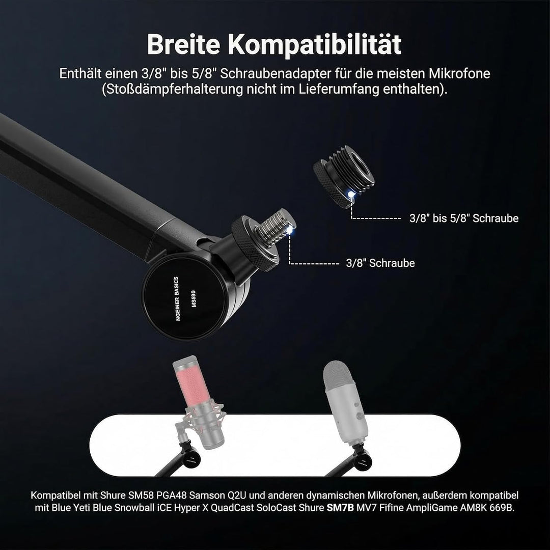 NEEWER BASICS Mikrofon Boom Arm, 78cm flexibler Microphone Tischständer Halterung, kompatibel mit Bl