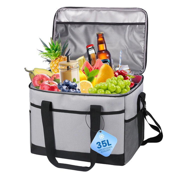 35L Gross Outdoor Kühltasche Faltbar, 60 Can Kühltasche Thermotasche Isoliertasche für Getränke &amp; Ge