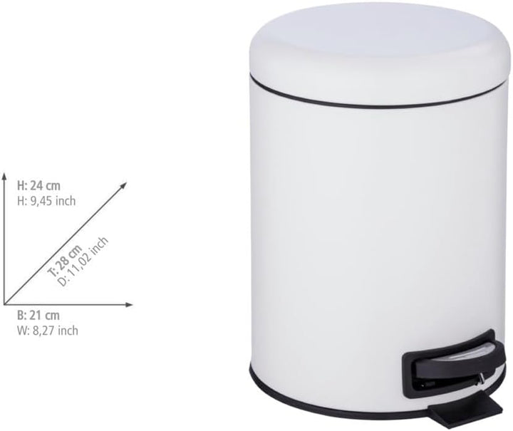 WENKO Treteimer Mod. Leman, 5 Liter, mit herausnehmbarem Einsatz, aus lackiertem Stahl, 21 x 24 x 28