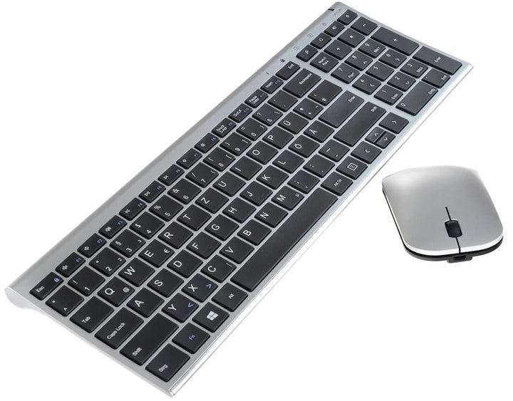 Kabelloses Premium-Set: Tastatur & Maus | QWERTZ DE | Ultra-Slim Design | GER-POL