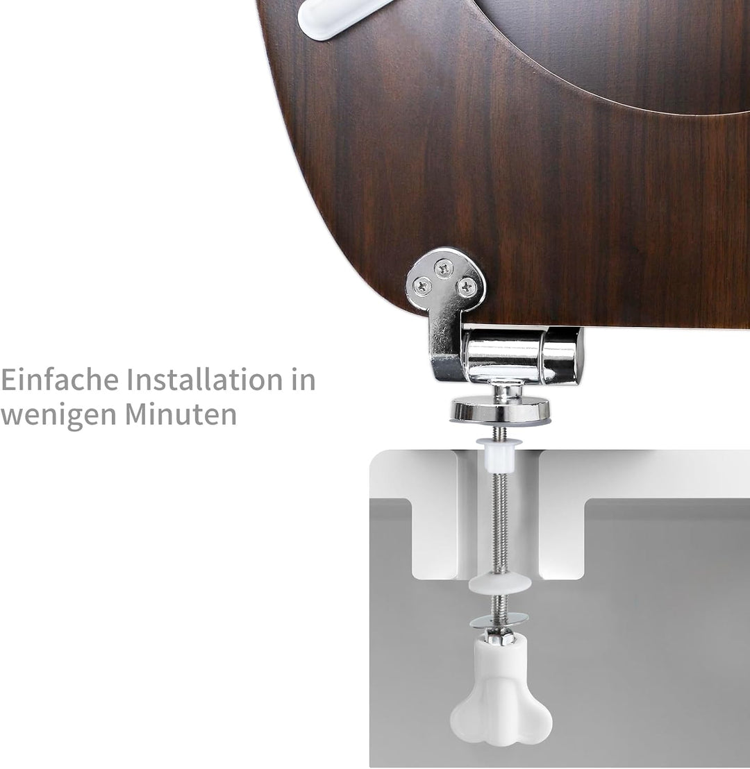 WC Sitz mit Absenkautomatik, hochwertiger Toilettendeckel aus MDF Holz, Einfache Montage Stabiler Kl