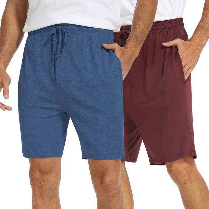 North Bund Herren Schlafanzughose Kurz Pyjamahose 2er Pack Schlafshorts Freizeithose Sommer Nachtwäs