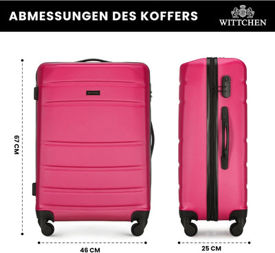 WITTCHEN Mittlerer Koffer Trolley Koffer Reisekoffer aus ABS Hartschalen Trolley 4 Rollen Kombinatio