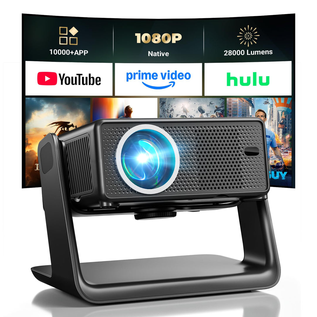 Beamer Kompatibel mit Netflix 28000 Lumen, Smart Beamer 4K unterstützt Native 1080P, WLAN 6 und Blue