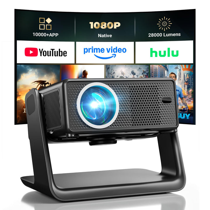 28000 Lumen Smart Beamer, Kompatibel mit Netflix Einyoumily Beamer 1080P, WiFi 6 und Bluetooth, Elek