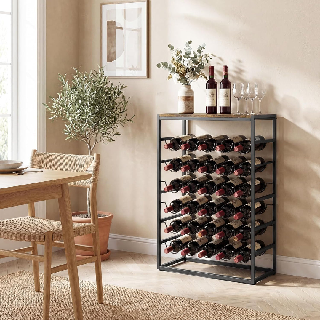 HOMCOM Weinregal für 30 Flaschen Flaschenregal freistehender Flaschenhalter Weinflaschenhalter aus M