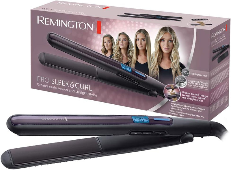 Remington Glätteisen Pro Sleek & Curl (abgerundetes Design -ideal zum Glätten & Stylen von Locken un