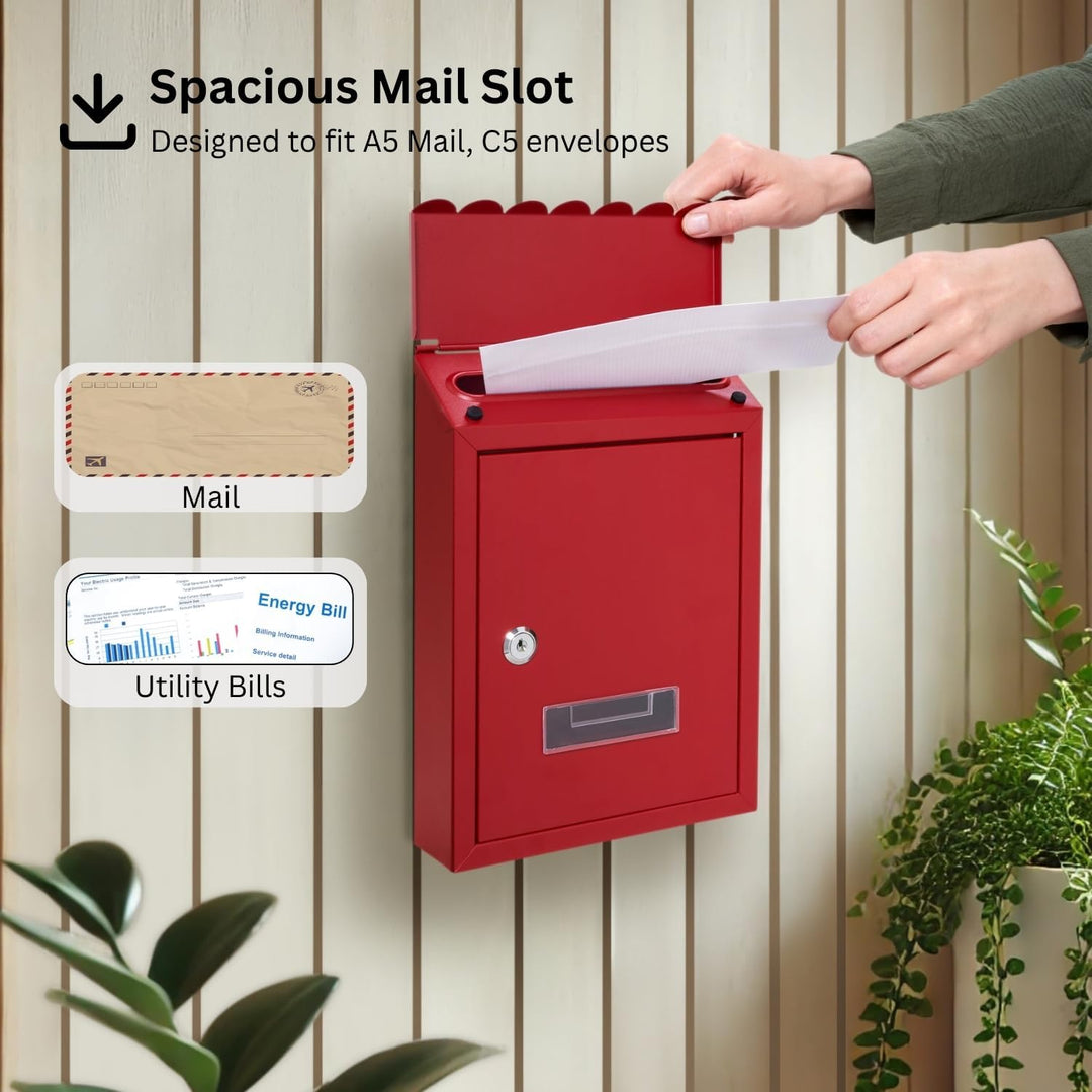 Assorted Collections Wandbriefkasten, verzinkter Stahl, abschliessbarer Briefkasten mit 2 Schlüsseln