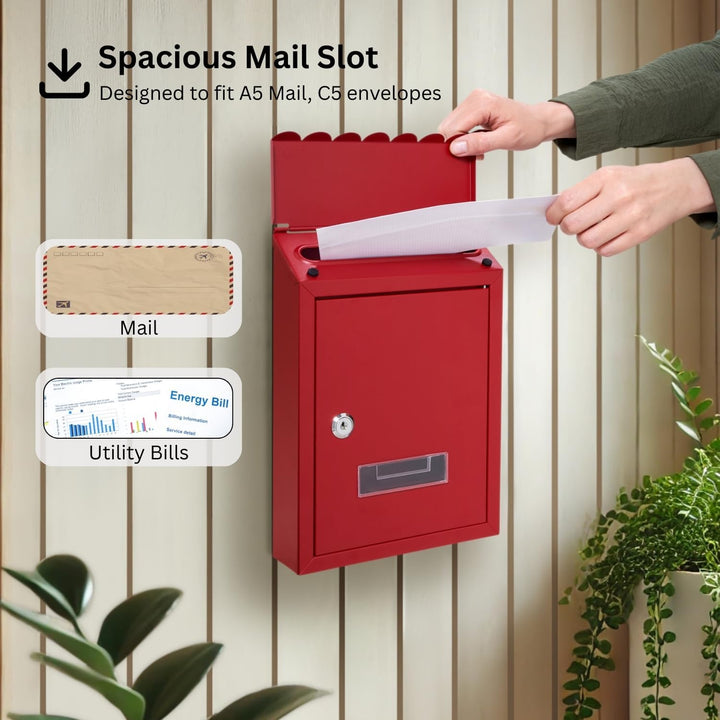 Assorted Collections Wandbriefkasten, verzinkter Stahl, abschliessbarer Briefkasten mit 2 Schlüsseln