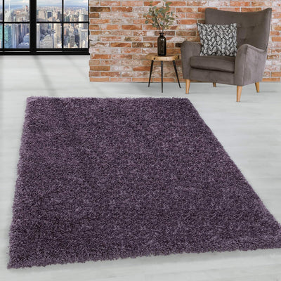 HomebyHome Shaggy Teppich Wohnzimmer Flauschiger Teppich Violett 100x200 cm Läufer Flur Einfarbig -