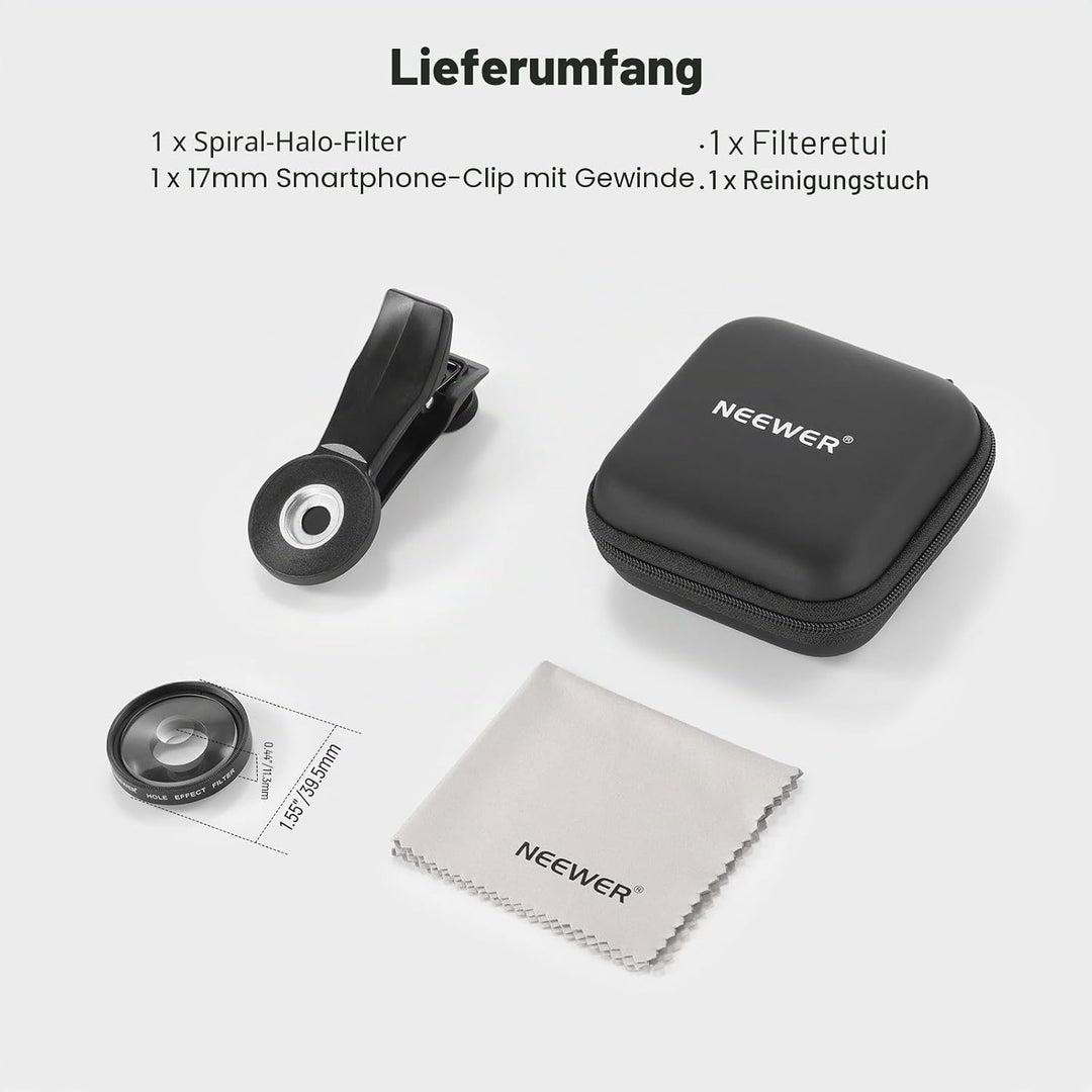 NEEWER 37mm Spiral Halo Prism Filter mit Handy Clip, K9 Kristallglas Effektfilter Prismenfilter, Obj