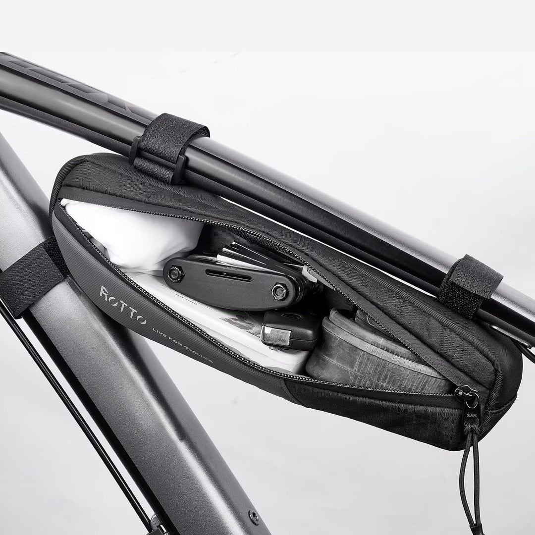 ROTTO Fahrrad Rahmentasche Wasserdicht Dreieck Tasche unter Oberrohr mit Mesh-Tasche 1.2L für MTB Eb