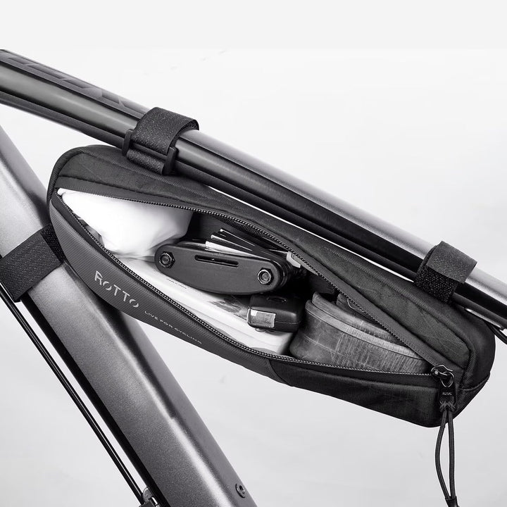 ROTTO Fahrrad Rahmentasche Wasserdicht Dreieck Tasche unter Oberrohr mit Mesh-Tasche 1.2L für MTB Eb