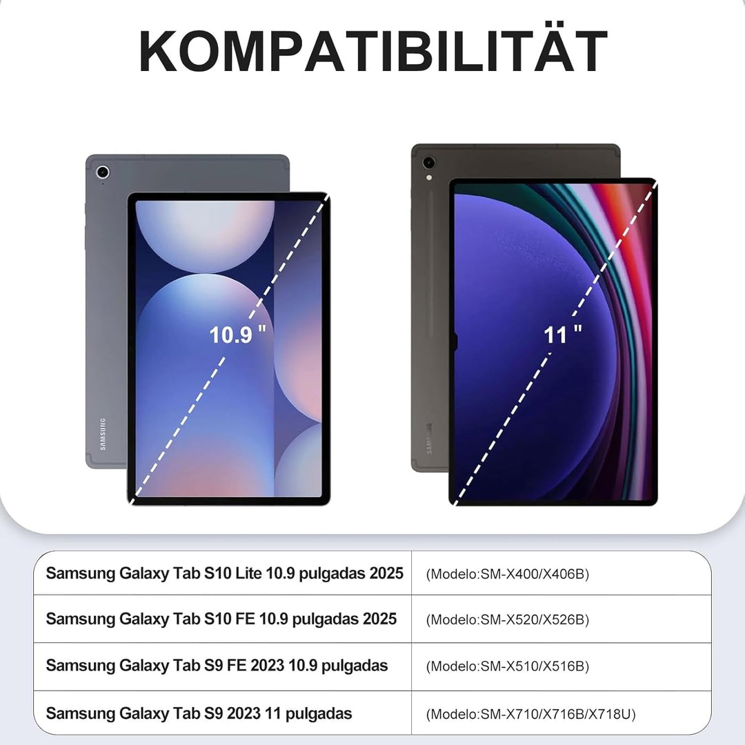 Hülle Mit Tastatur Für Samsung Galaxy Tab S10 Lite/S10 FE/S9 FE 10.9" & S9 11", Hülle Tastatur mit S