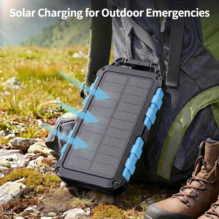 Solar Powerbank 10000mAh 22.5W PD für Smartphones, Tablets und mehr | 2 Integrierte Ausgangskabel US