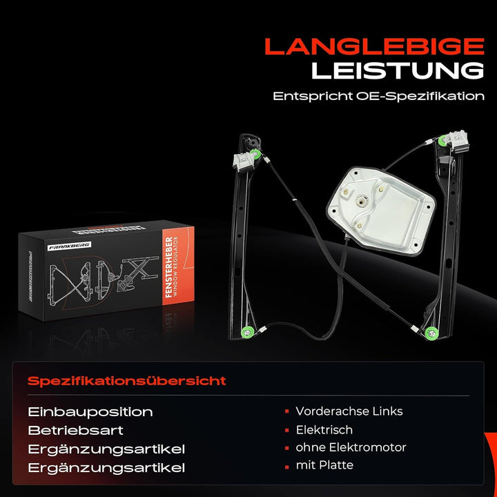 Frankberg Fensterheber Vorne Links Kompatibel mit Golf Plus 5M1 521 4/5-Türer 2005-2013 5M0837461, V