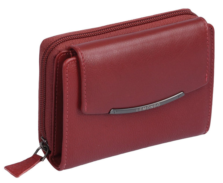 Damenbörse LEMONDO in Echt-Leder, cherry, 13x10cm, Cherry