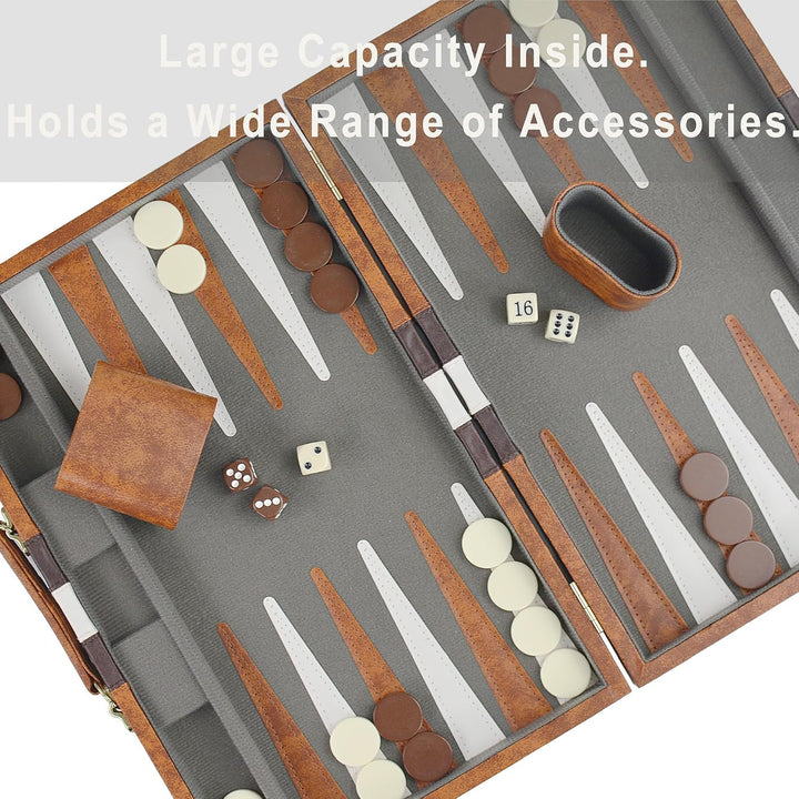 Backgammon Set 15" Klassisches Backgammon Brettspiel Tragbares Reise Strategie Backgammon Spiel Set