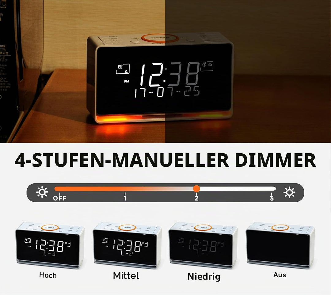 iTOMA DAB Radiowecker (DAB, UKW, Uhrenradio, Wecker mit Zwei einstellbaren Weckzeiten, Snooze-Funkti