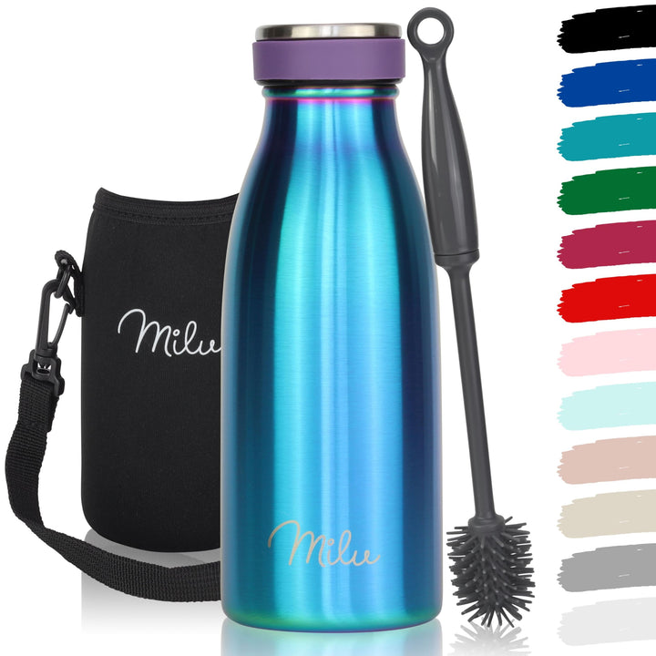 Milu Edelstahl Trinkflasche 350ml, 500ml, 750ml, 1L, 1,5L – Thermosflasche für Kinder Erwachsene aus