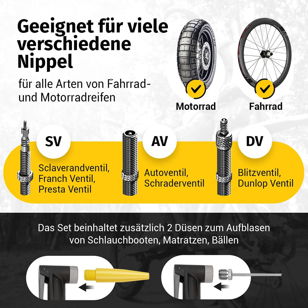 Optio Cycle Fahrradpumpe für alle Ventile Luftpumpe für Fahrrad Standpumpe mit Grossem Manometer bis